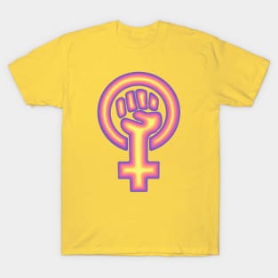 Pink and Yellow Feminist Symbol T-Shirt